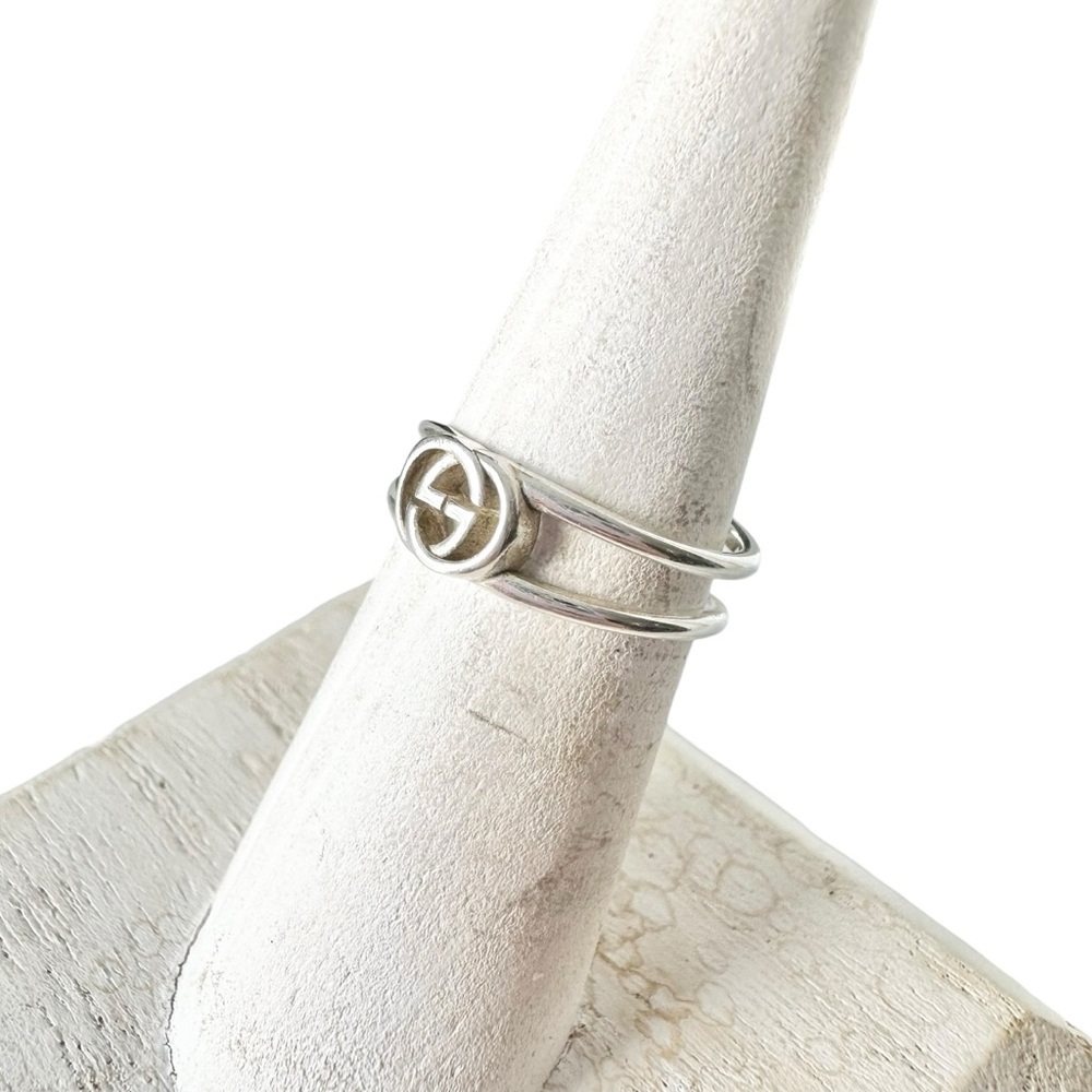Gucci 925 Silver Interlocking GG Ring Size 6 - Picture 4 of 7